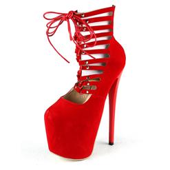 Exclusive Red Hollow Out Lace-up Super High Heel Boots SWB20285