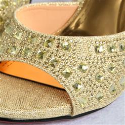 Glitter Rhinestone High-heeled Mules SWH11079