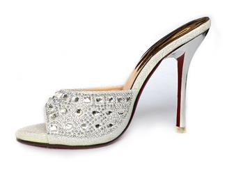 Silver Shiny Rhinestone High-heeled Mules SWH11081