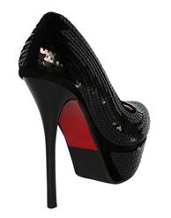 Black Sequin Court Shoes SWS12025