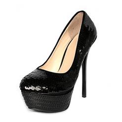 Black Sequin Court Shoes SWS12025