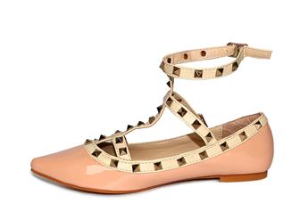 Light Pink Studded Strappy Flats SWS12132