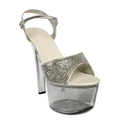 Clear Platform Sandals, Silvery Sequins Stiletto Sandals, Nightclub High Heel Sandals, #SWS20068