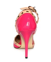 Noble Elegant Hot-Pink Rivets Ankle Wrap Pointed Toe High Heels SWS20330