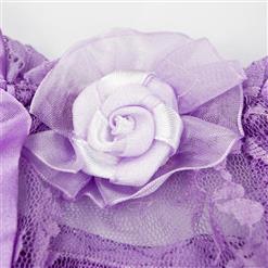 Sexy Romantic Purple See-through Sleep Gown Halter Lingerie W1158