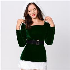 Sexy Green Velvet Elf Beauty Christmas Costume Set XT10920