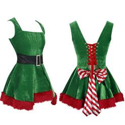 Women's Sexy Adult Elf Christmas Costume with Stockings XT15097