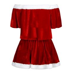 Women's Sexy Santa's Velet Skirt Sets Christmas Costume XT15270