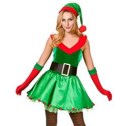 Elf Santa Christmas Costume, Santa Little Helper Xmas Christmas, Ladies Sexy New Xmas Costume, Comfortable Women's Fancy Dress Costume, #XT9843