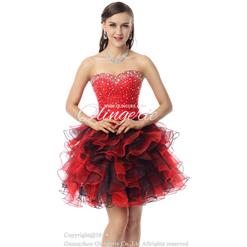 2018 Cute Red Sweetheart Mini-Length Empire Beading Ruffles Sweet 16 Dresses Y30042