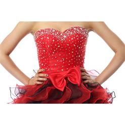 2018 Cute Red Sweetheart Mini-Length Empire Beading Ruffles Sweet 16 Dresses Y30042