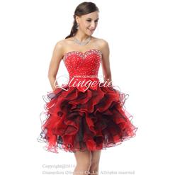 2018 Cute Red Sweetheart Mini-Length Empire Beading Ruffles Sweet 16 Dresses Y30042