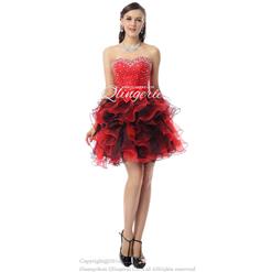 2018 Cute Red Sweetheart Mini-Length Empire Beading Ruffles Sweet 16 Dresses Y30042