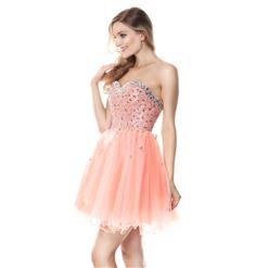 2018 Fancy Pearl Pink A-line Sweetheart-neck Lace Mesh Beading Short Sweet 16/Homecoming Dresses Y30050