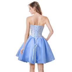 2018 Sexy Baby-Blue A-line Sweetheart-neck Crystal Short/Mini Cocktail/Prom Dresses Y30089