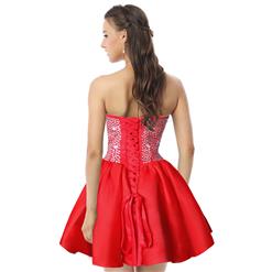 2018 Sexy Red A-line Sweetheart-neck Crystal Short/Mini Cocktail/Prom Dresses Y30090