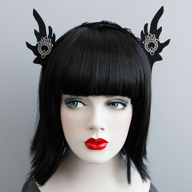Elegant Black Mesh Masquerade Party Hair Hoop J12911
