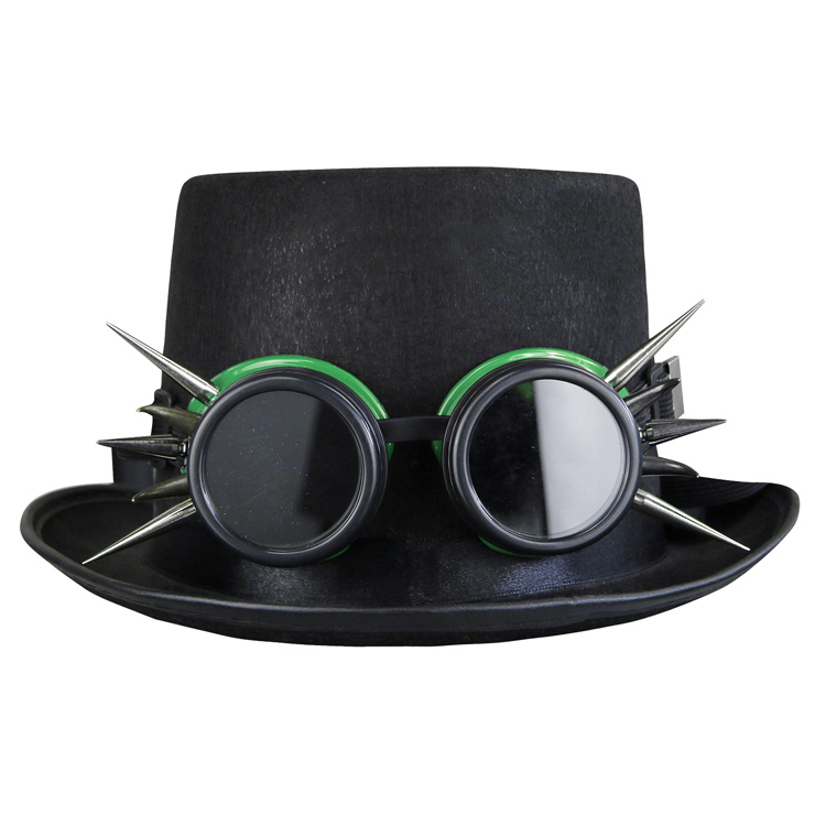 Steampunk Rivet Green Goggles Masquerade Fancy Halloween Costume Top Hat J19839