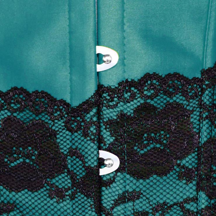 Mysterious Sexy Dark-Green Artificial Silk Lace Ruffles Underbust Corset N10572