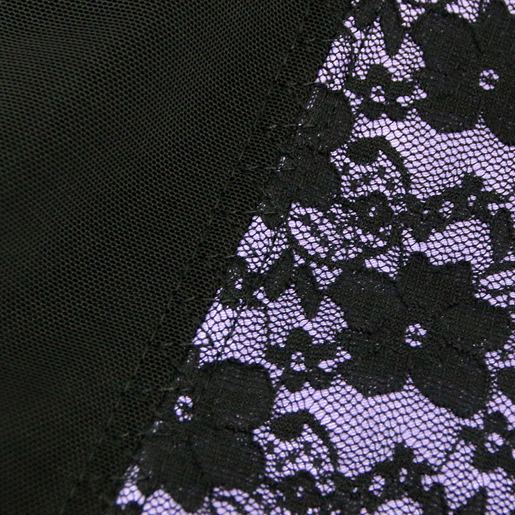 9 Steels Fashion Purple and Black Lace Waist Cincher Plus Size Bustier Corset N10617