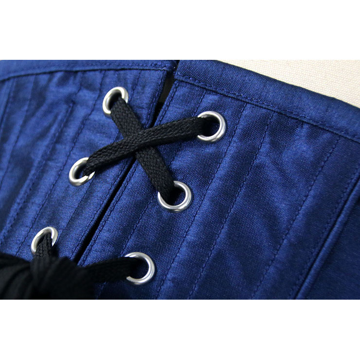 Vintage Royal-Blue Brocade Embroidery Underbust Corset N12590