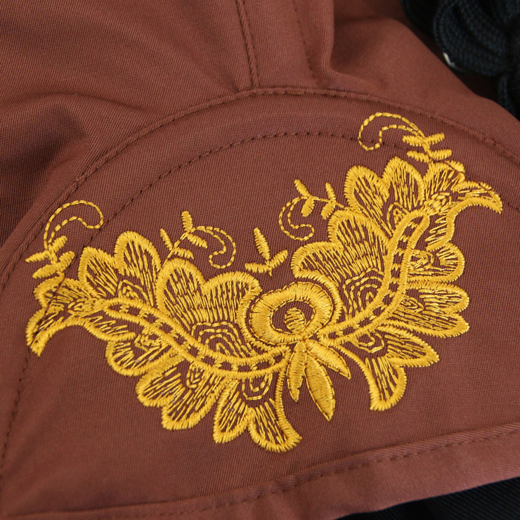 Vintage Brown Steel Boned Cotton Embroidery Waist Cincher Underbust Corset N12594