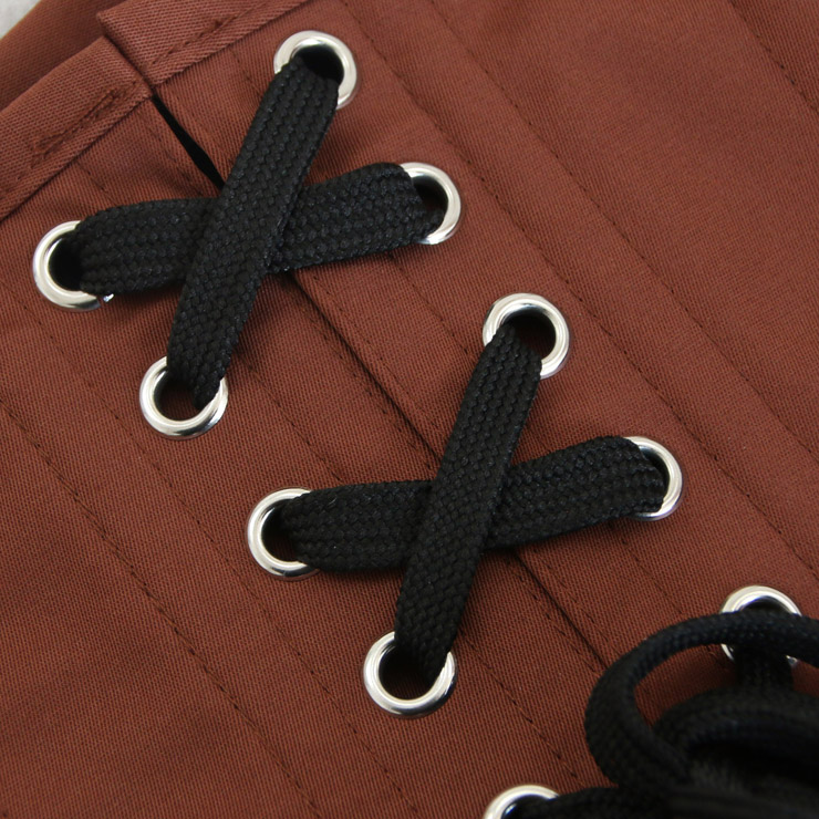 Vintage Brown Steel Boned Cotton Embroidery Waist Cincher Underbust Corset N12594