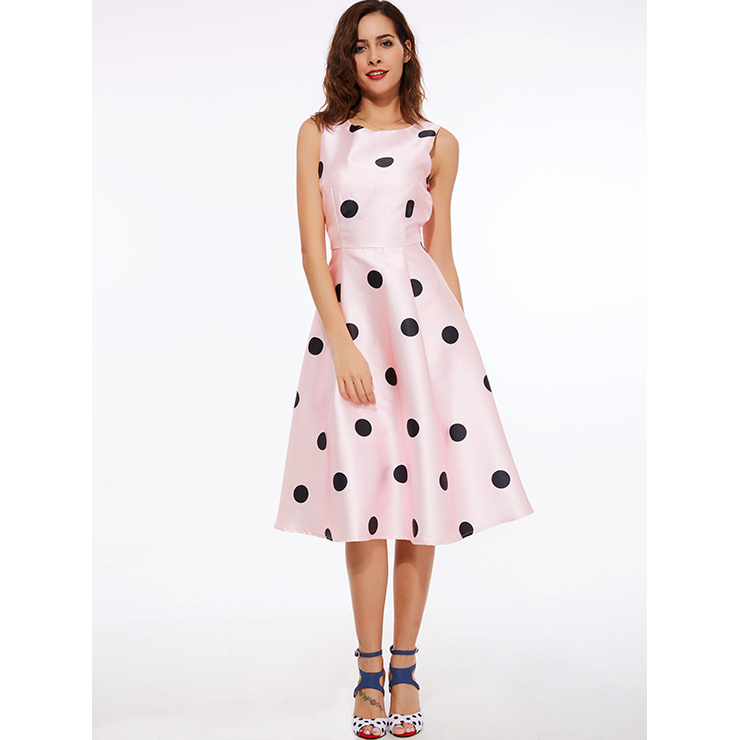 pink polka dot dress womens