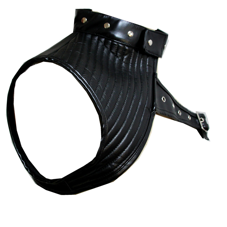 Women's Steampunk Black One-shoulder Leather Spiral Stripe Corset Shrug N14708