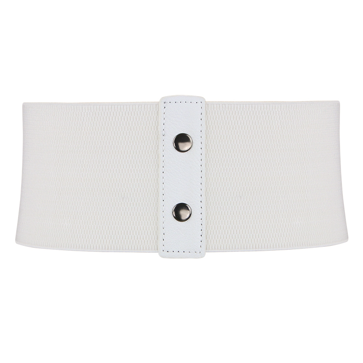 Fashion White Leather Stretch Waistband High Waisted Cincher Corset Belt N14796