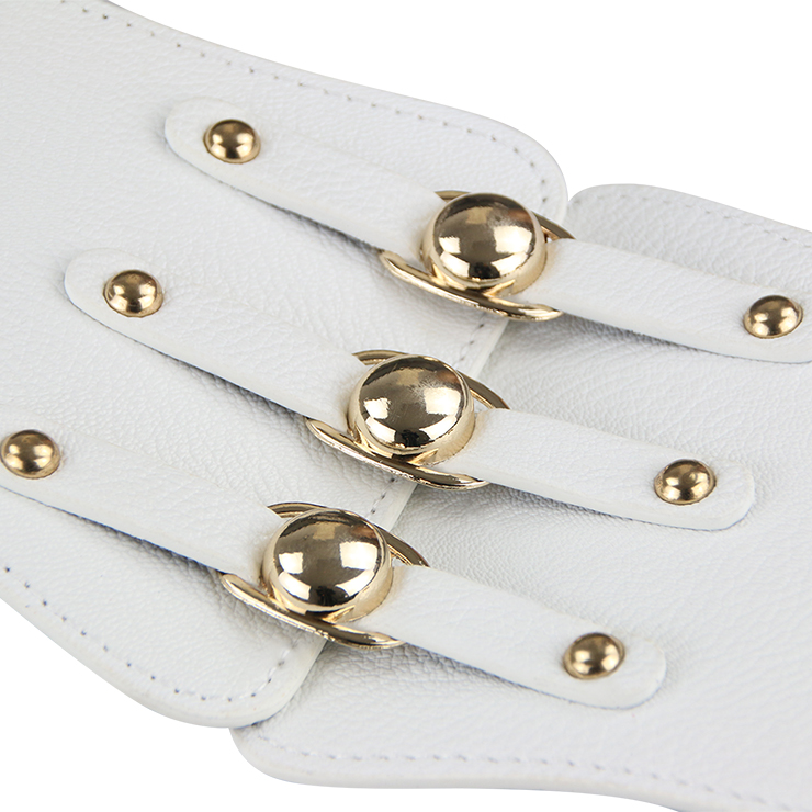 Fashion White Leather Stretch Waistband High Waisted Cincher Corset Belt N14796
