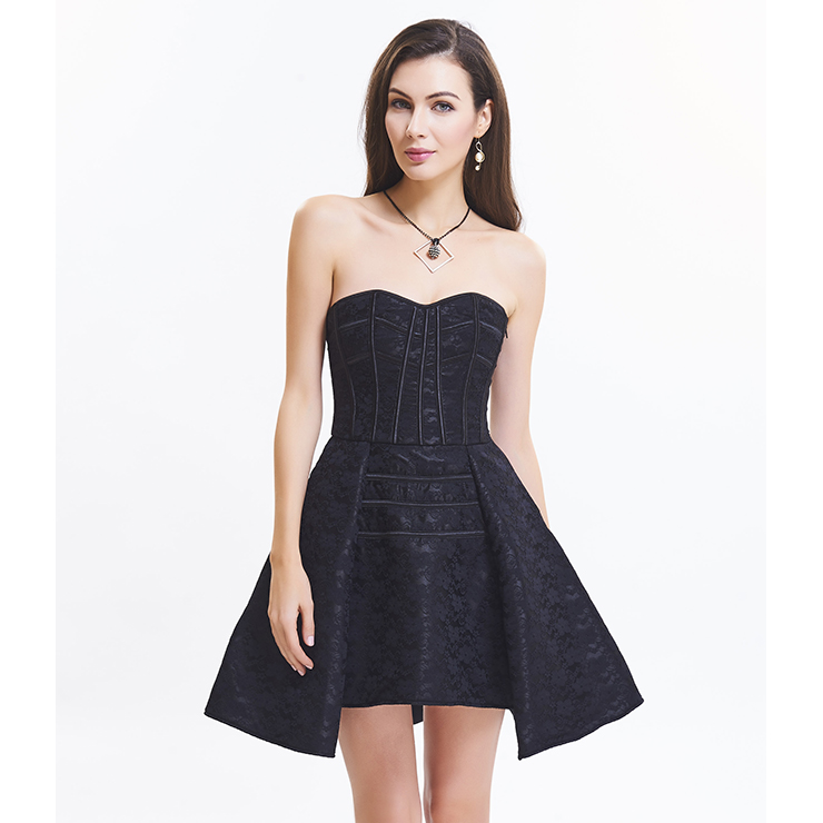 Charming Black Gothic Sweetheart-neck Strapless Lace Cocktail Dresses N15513