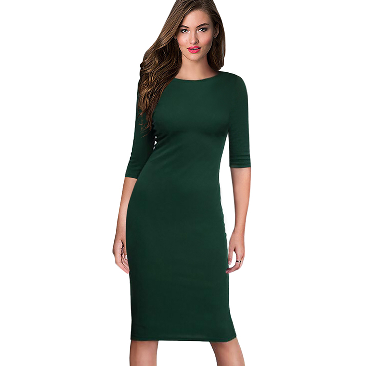 dark green bodycon midi dress