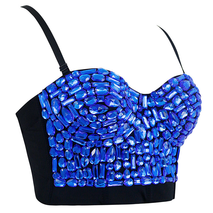 Sweets Blue Studded Gem B Cup Bustier Bra Clubwear Top N16716