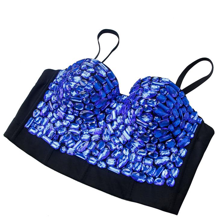 Sweets Blue Studded Gem B Cup Bustier Bra Clubwear Top N16716