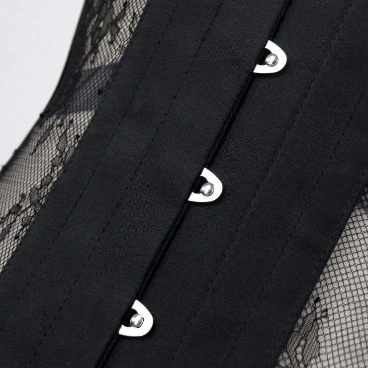 Fashion Black See-through Floral Lace Steel Boned Underbust Waist Cincher Corset N17535