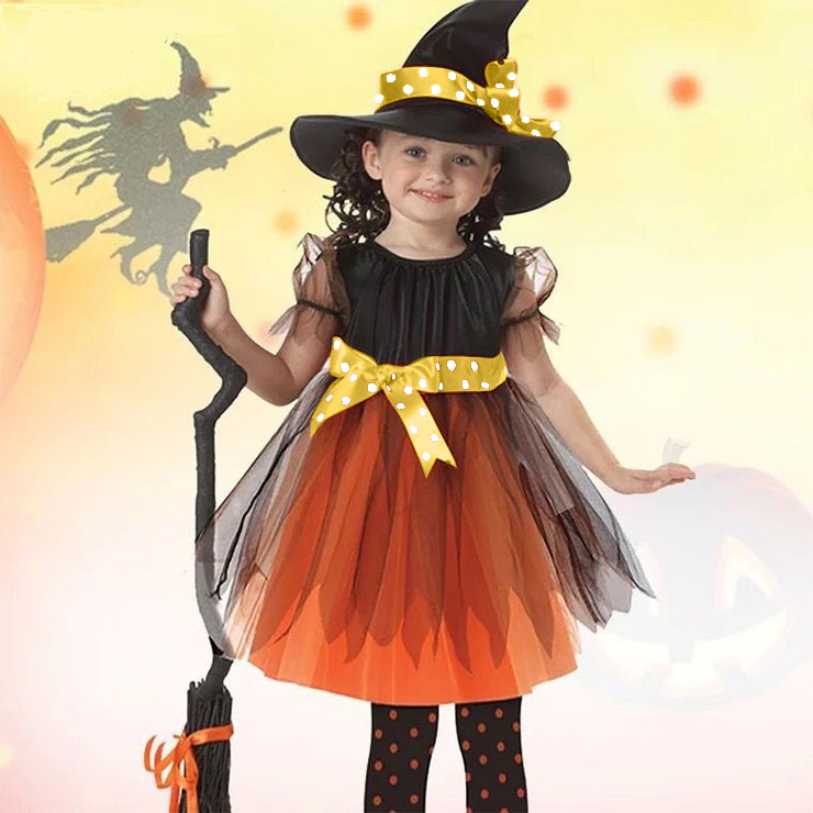 3PCS Lovely Witch Dress Halloween Masquerade Cosplay Girls Costume N17754