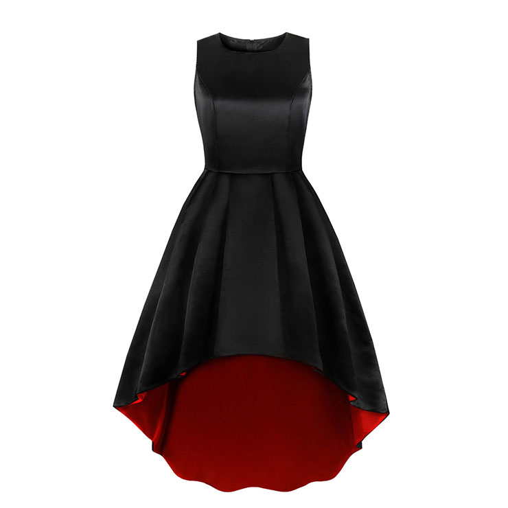 elegant black round neck evening dress
