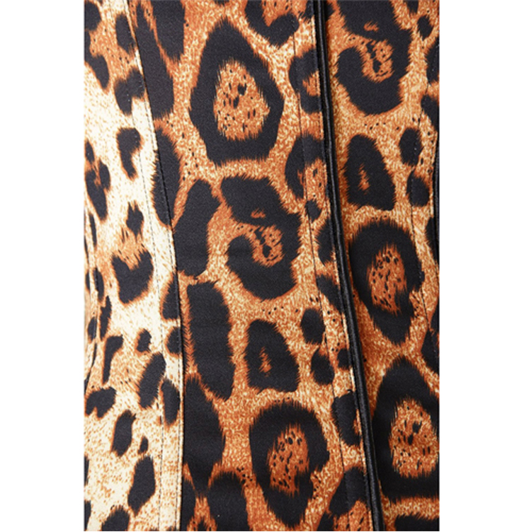 Women's Strapless Leopard Print Ruffle Trimmed Temptation Overbust Corset N4865