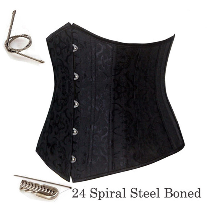 24 Spiral Steel Boned Brocade Corset N8268