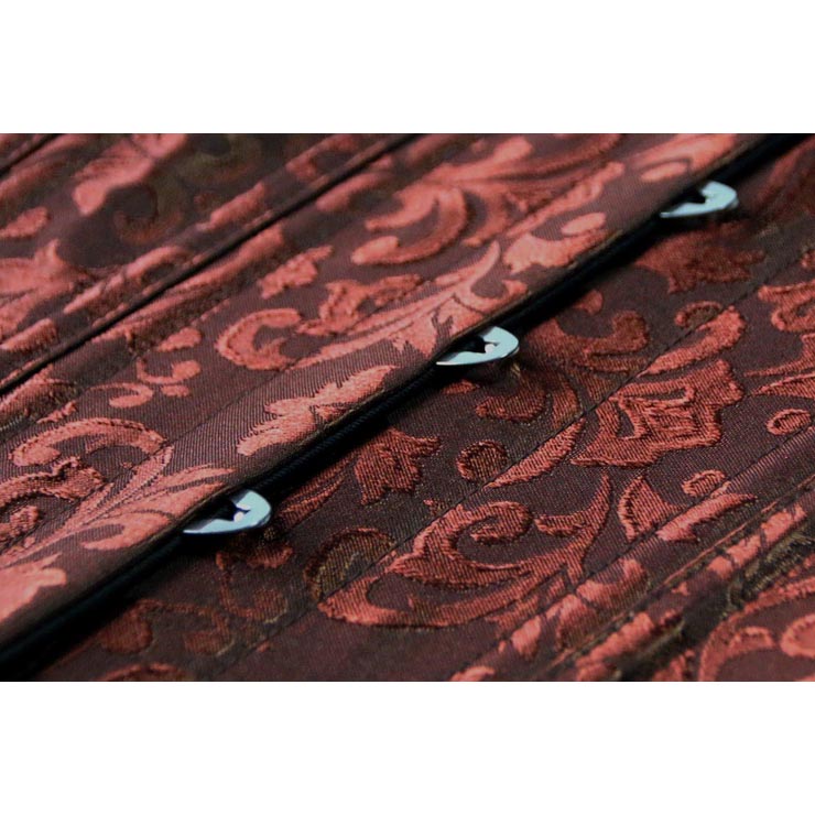 Elegant Red Satin Steel Bone Jacquard Weave Underbust Corset N9726