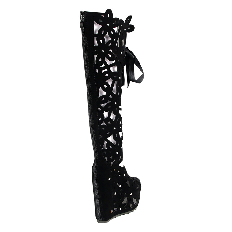 Hollow Out Knee-High Heel Boots SWB80042
