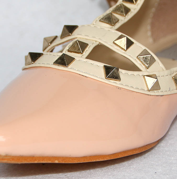 Light Pink Studded Strappy Flats SWS12132