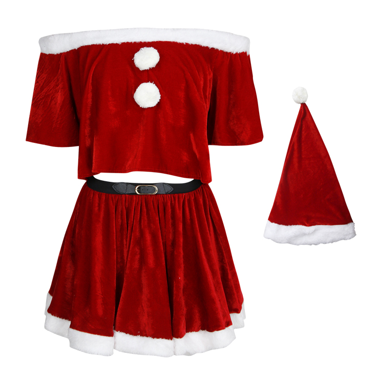 Women's Sexy Santa's Velet Skirt Sets Christmas Costume XT15270